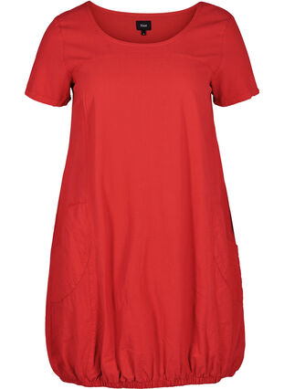 Robe en coton à manches courtes, Lipstick Red, Packshot image number 0
