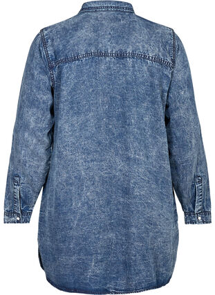 Lange blouse in lyocell, Denim blue stone wash, Packshot image number 1