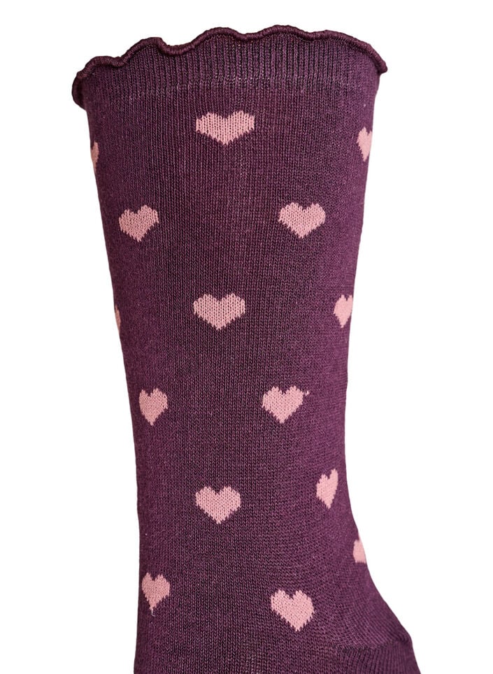 Chaussettes en coton avec des motifs, Bordeaux, Packshot image number 2