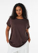 T-shirt met korte mouwen van katoenmix, Bruin, Model image number 0