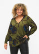 Blouse &agrave; manches longues en viscose avec imprim&eacute; floral	, Green Big Flower, Model image number 0