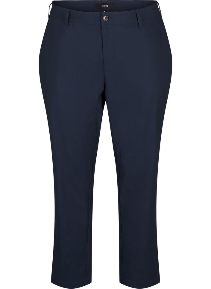 Broek met hoge taille en rechte pijpen, Blauw, Packshot image number 0