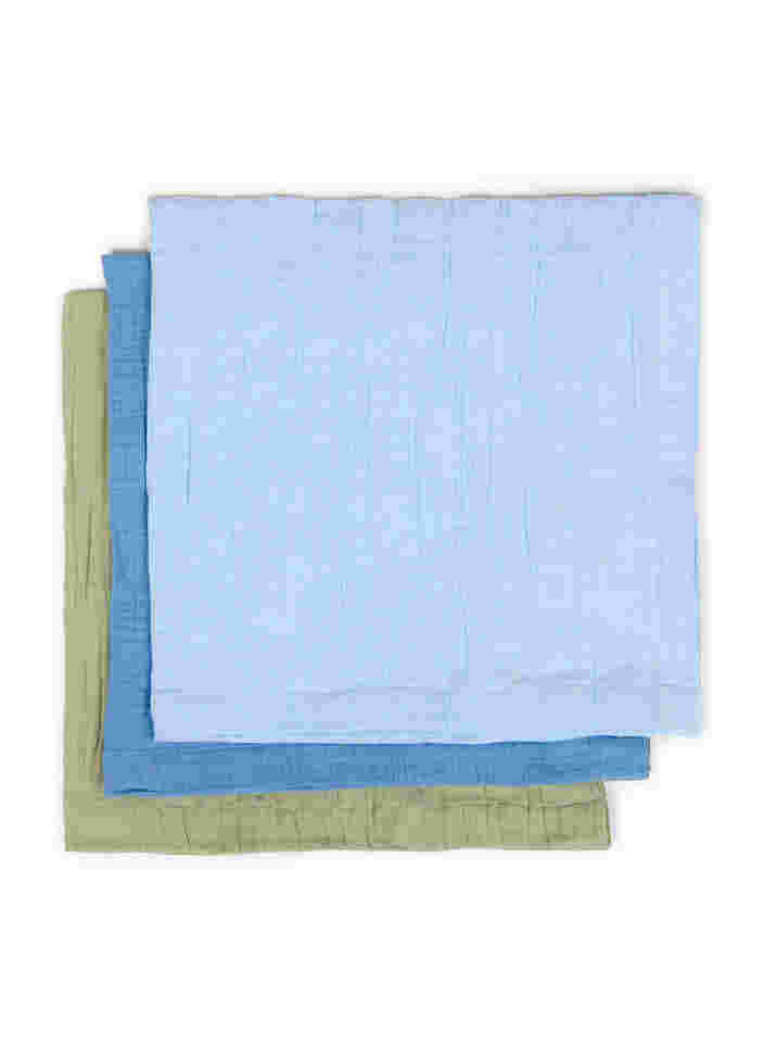 Lot de 3 carrés de coton, Blue/Green, Packshot