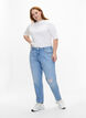 Jeans Mille coupe momfit avec déchirures, Light Blue, Model image number 0