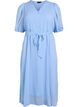 Midi jurk met V-hals en striksluiting, Blauw, Packshot image number 0