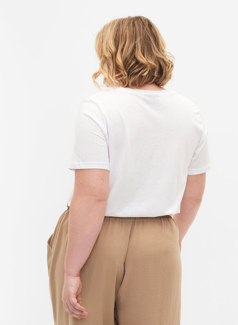 2-pack t-shirt met v-hals, Bright White / Black, Model image number 1