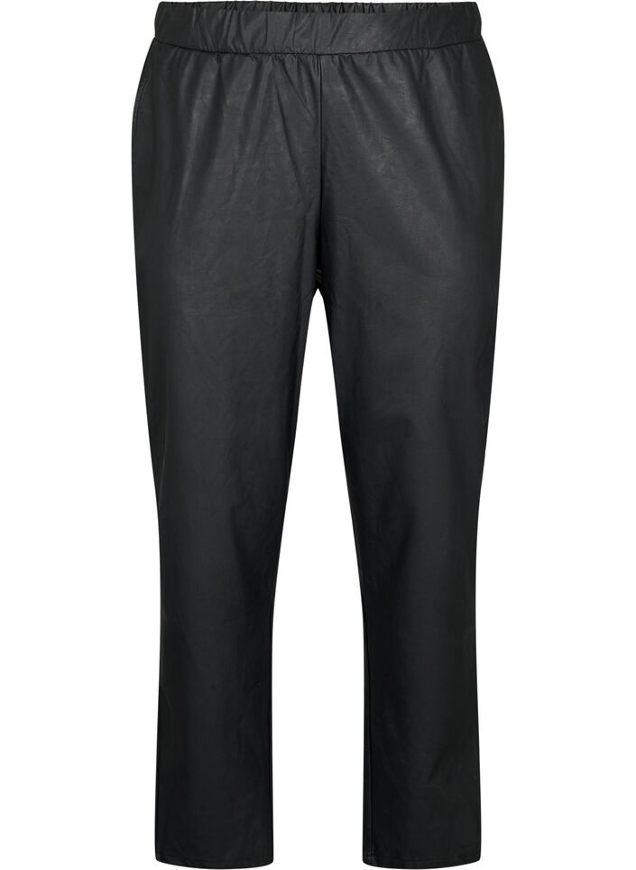 Pantalon en imitation cuir avec des poches, Black, Packshot image number 0