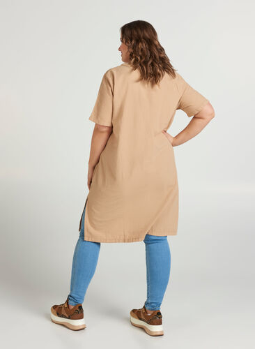 V-neck cotton dress, Nomad, Model image number 0