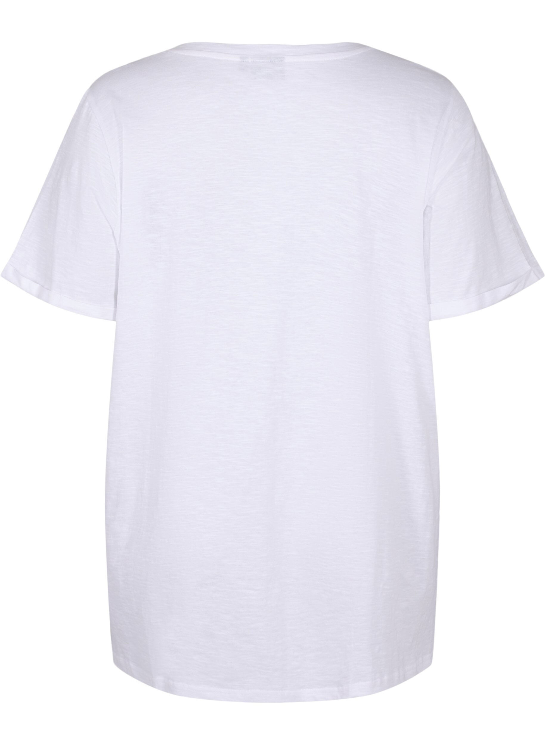 ZizziEffen kleur oversized v-hals t-shirt, Wit, Packshot image number 1