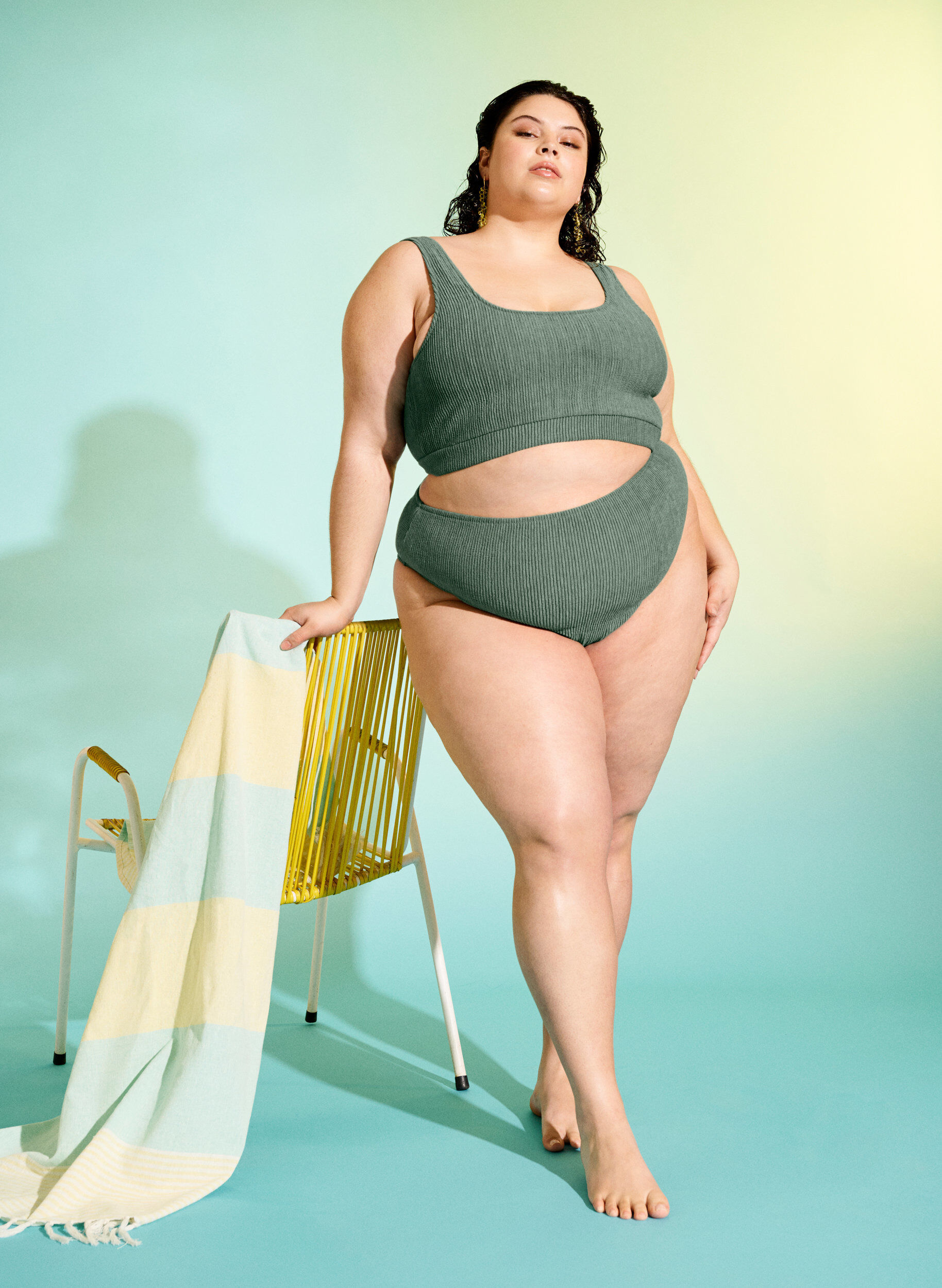 Zizzi Bas de bikini avec structure en cr&ecirc;pe, Vert clair, Image image number 0