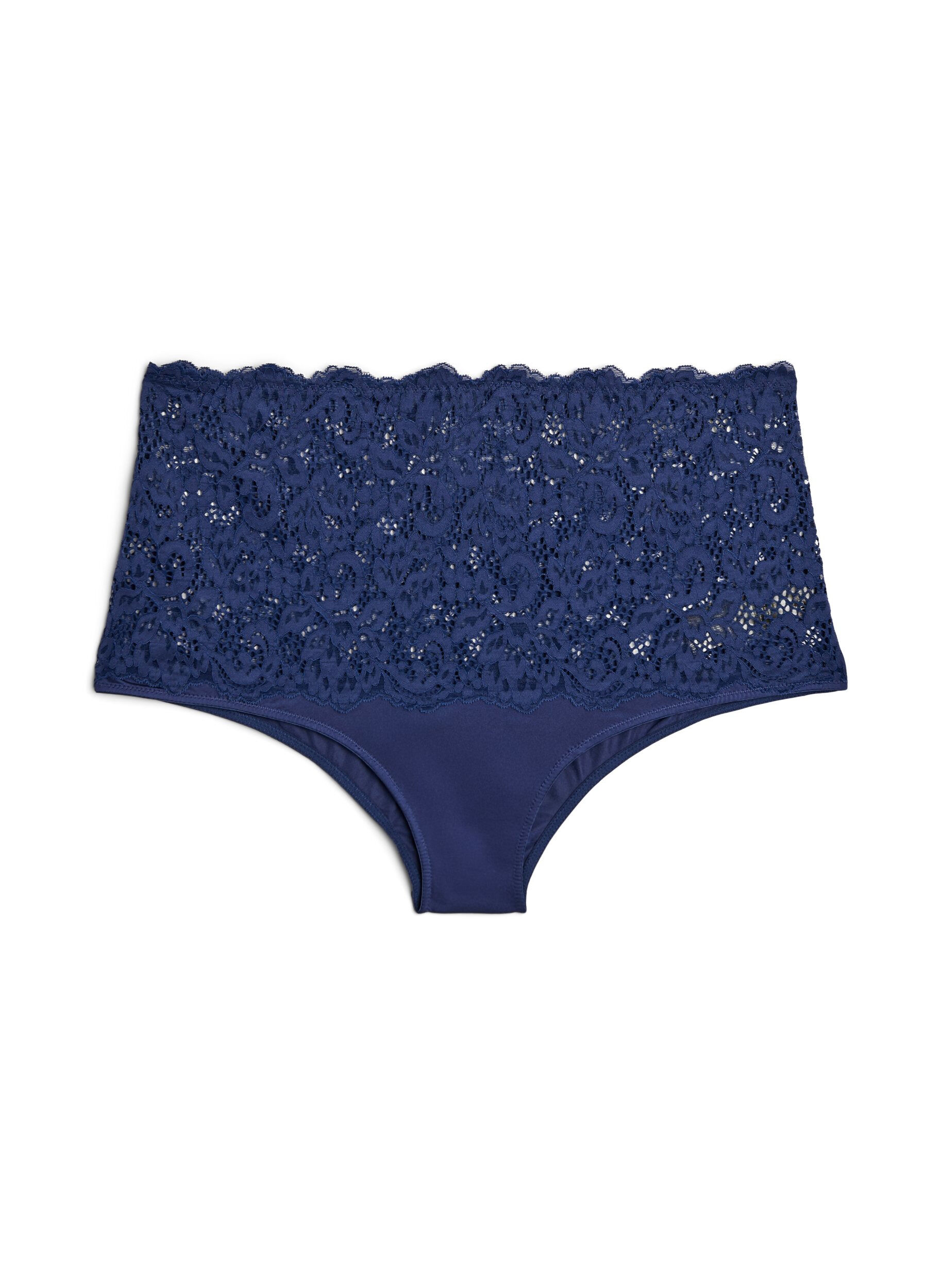 ZizziHigh-waist hipster slip met kanten details, Medieval Blue, Packshot image number 0