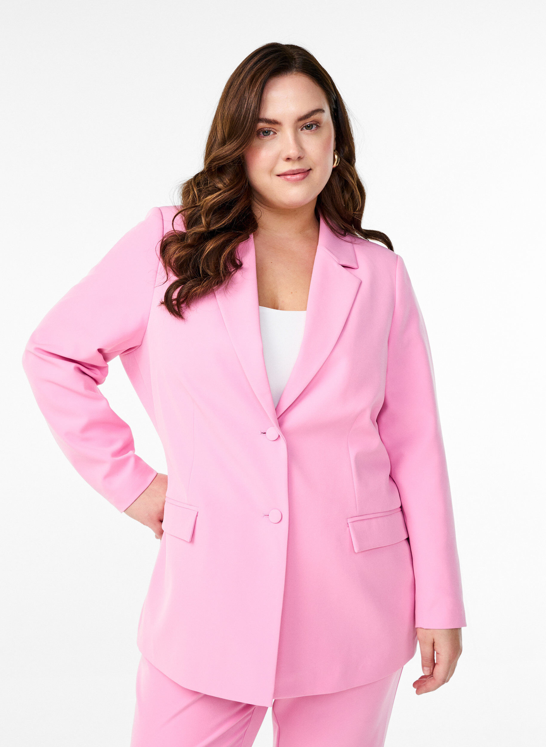 ZizziKlassieke blazer met knoopsluiting, Roze, Model image number 0