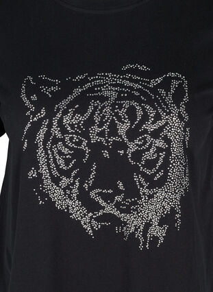 T-shirt en coton bio avec pierres, Black , Packshot image number 2