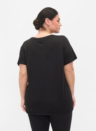 T-shirt à manches courtes avec bas réglable, Black, Model image number 1