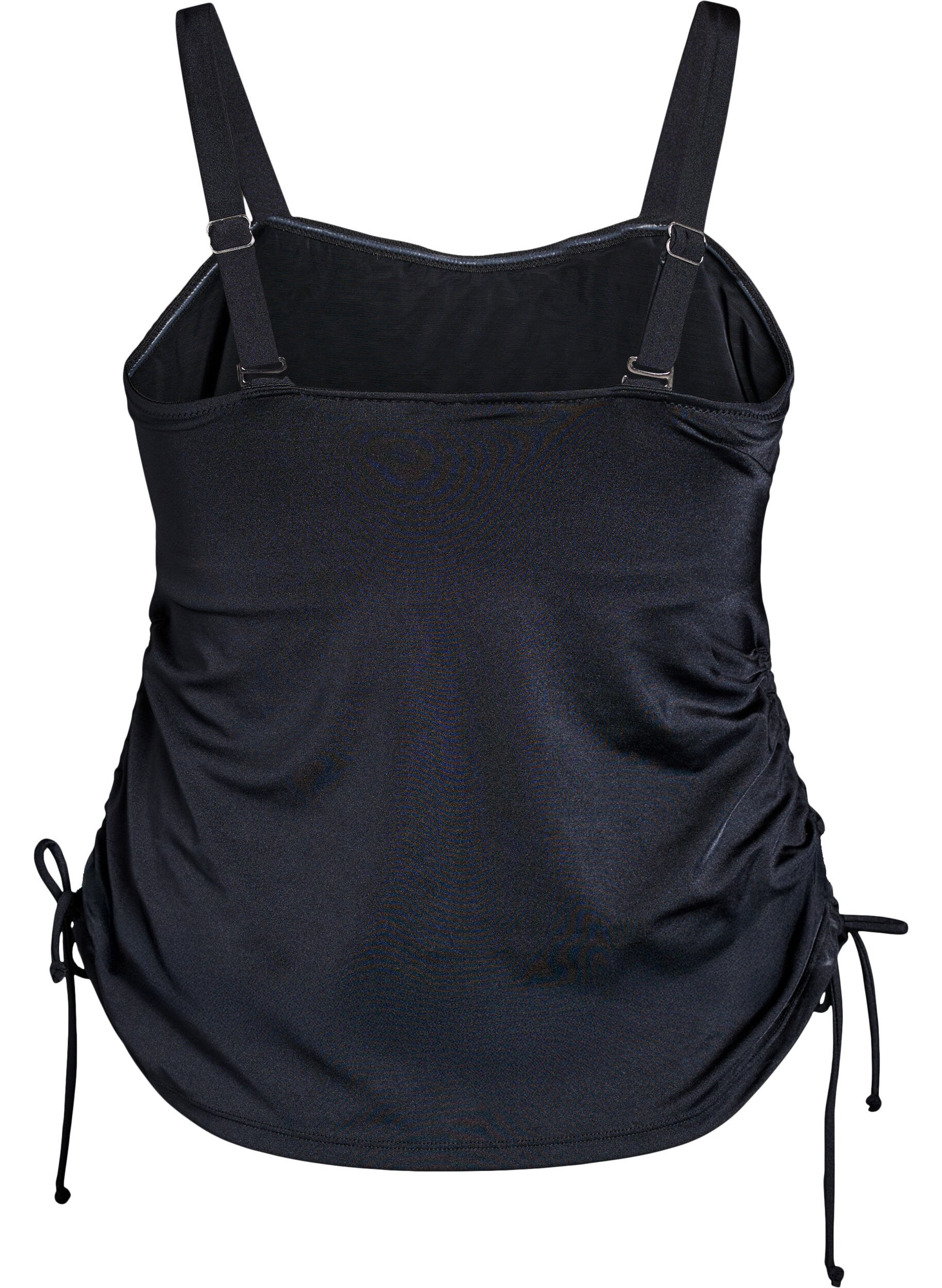 Zizzi Tankini avec bonnets amovibles et liens coulissants sur les c&ocirc;t&eacute;s, Noir, Packshot image number 1