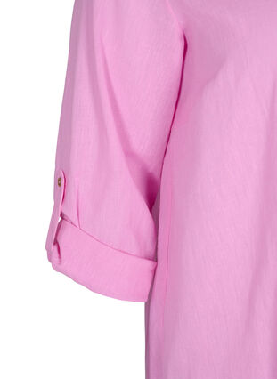 Gestreepte jurk gemaakt van katoen en linnen, Begonia Pink, Packshot image number 3