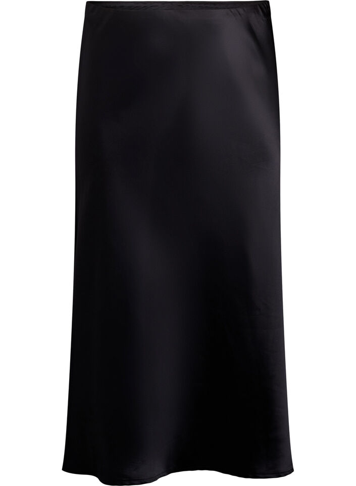 Jupe midi en satin, Noir, Packshot image number 0