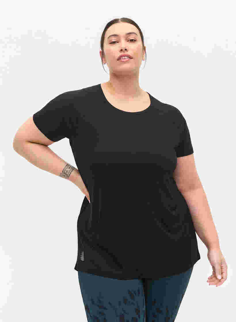 T-shirt de sport en viscose avec un décolleté au dos., Black, Model
