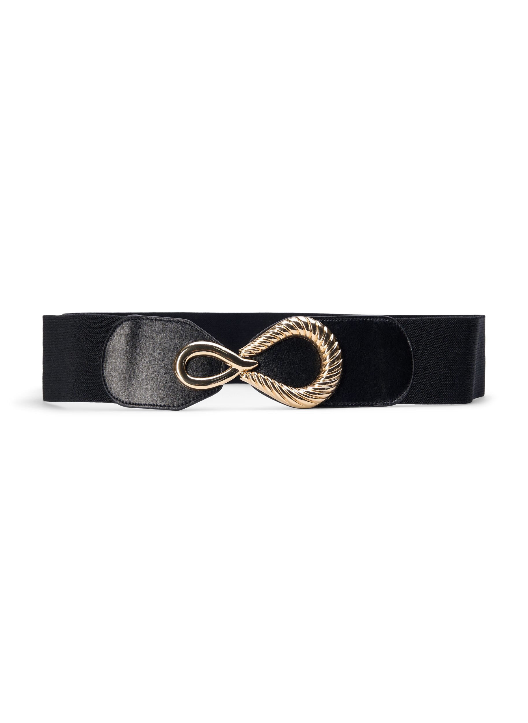 Zizzi Ceinture extensible avec boucle dor&eacute;e, Black, Packshot image number 0