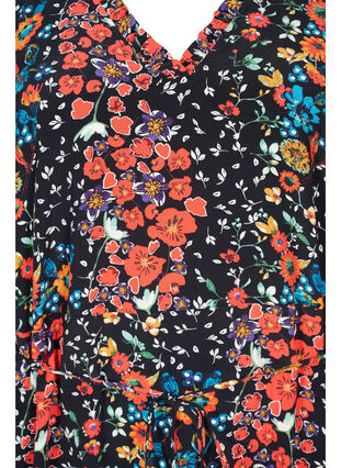 Gebloemde jurk van viscose materiaal, Black Flower, Packshot image number 2
