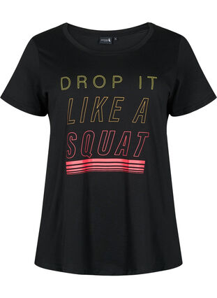 T-shirt de sport avec imprimé, Black w. Drop It, Packshot image number 0