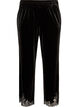 Pantalon en velours coupe ample avec finitions en dentelle, Noir, Packshot image number 0