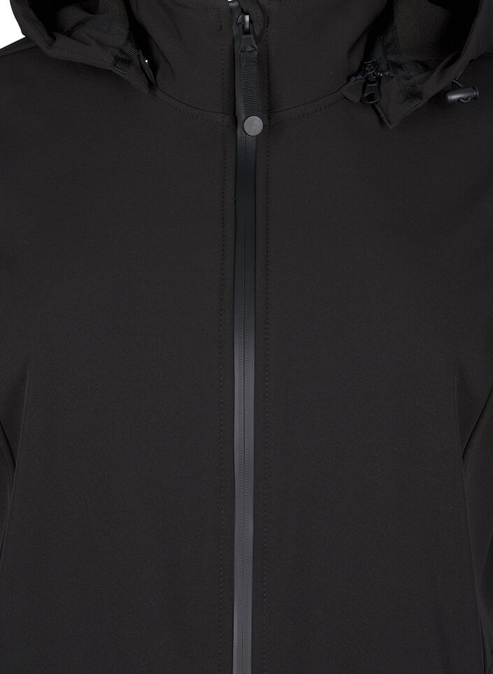 Softshell jas met afneembare capuchon, Zwart, Packshot image number 2