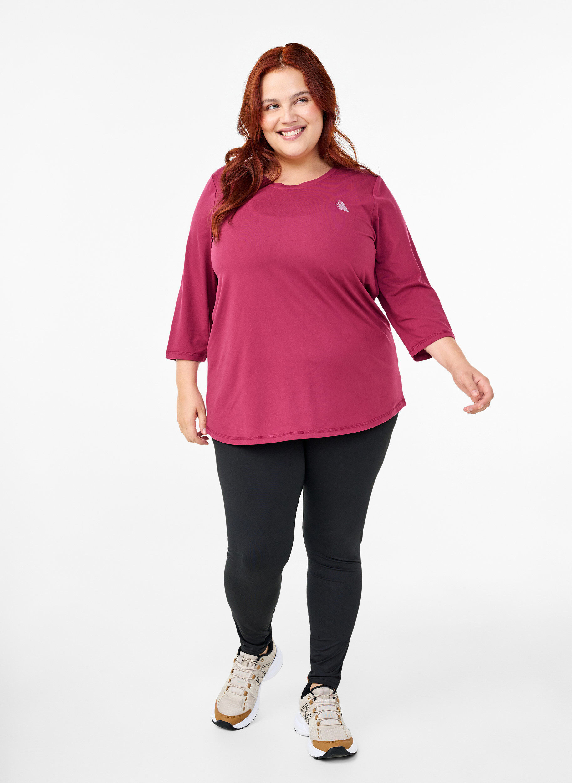 ZizziTraining blouse met 3/4 mouwen, Rood, Model image number 1