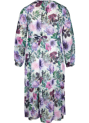 Robe midi fleurie à manches longues, Purple Flower mix, Packshot image number 1