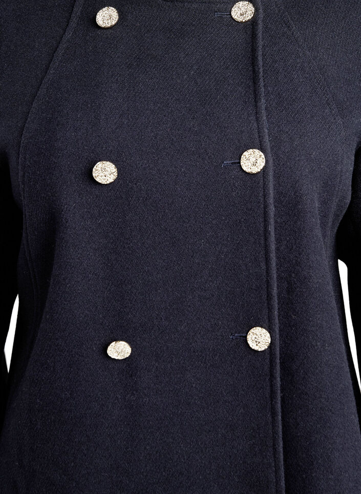 Manteau coupe évasée avec boutons dorés, Bleu, Packshot image number 2
