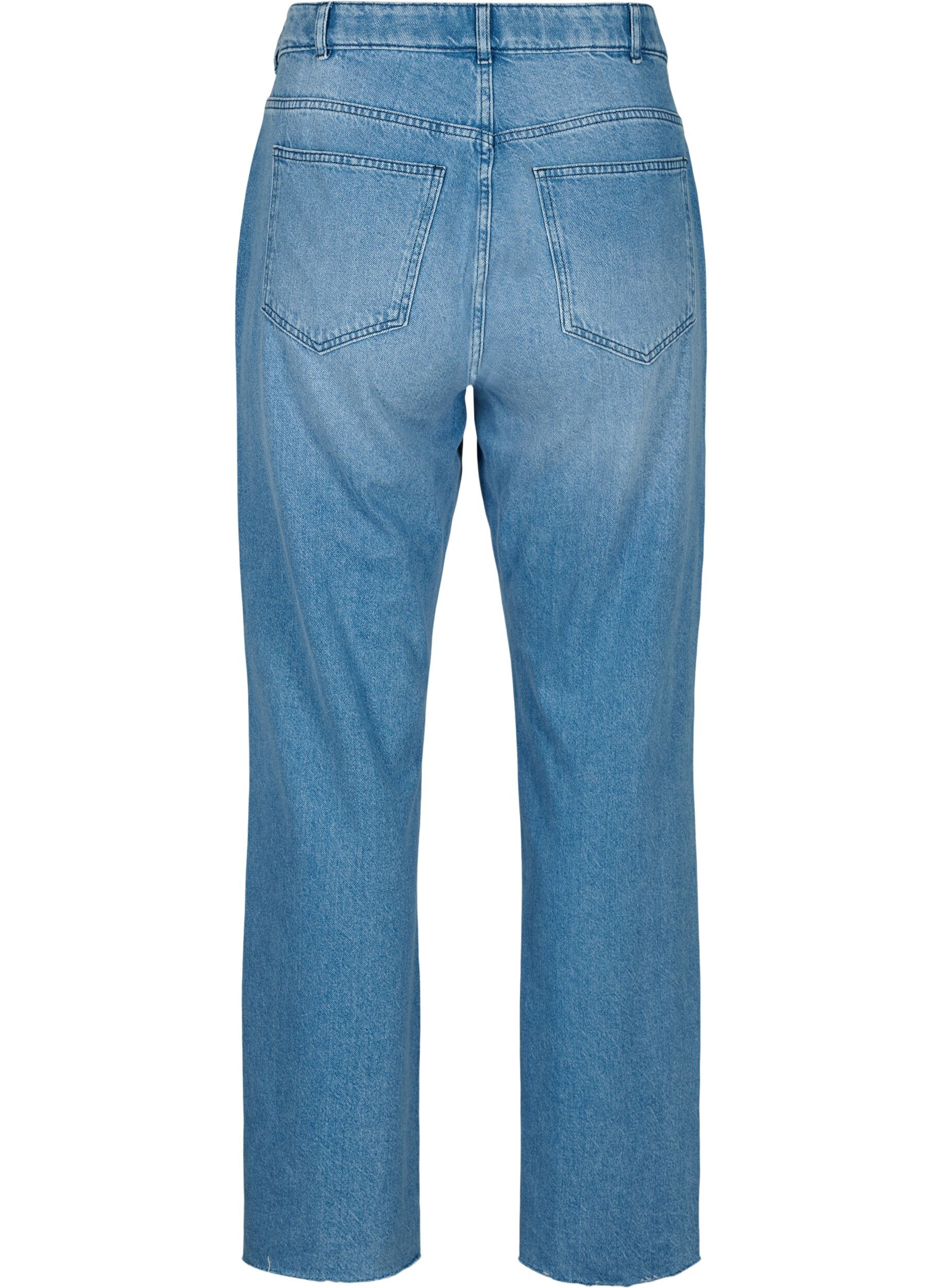 ZizziJeans met rechte pijp en rafels, Medium Blue, Packshot image number 1