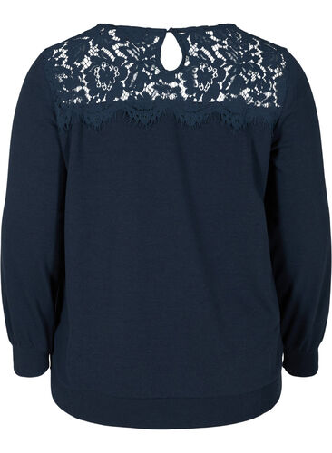 Sweatshirt met kant, Navy Blazer, Packshot image number 1