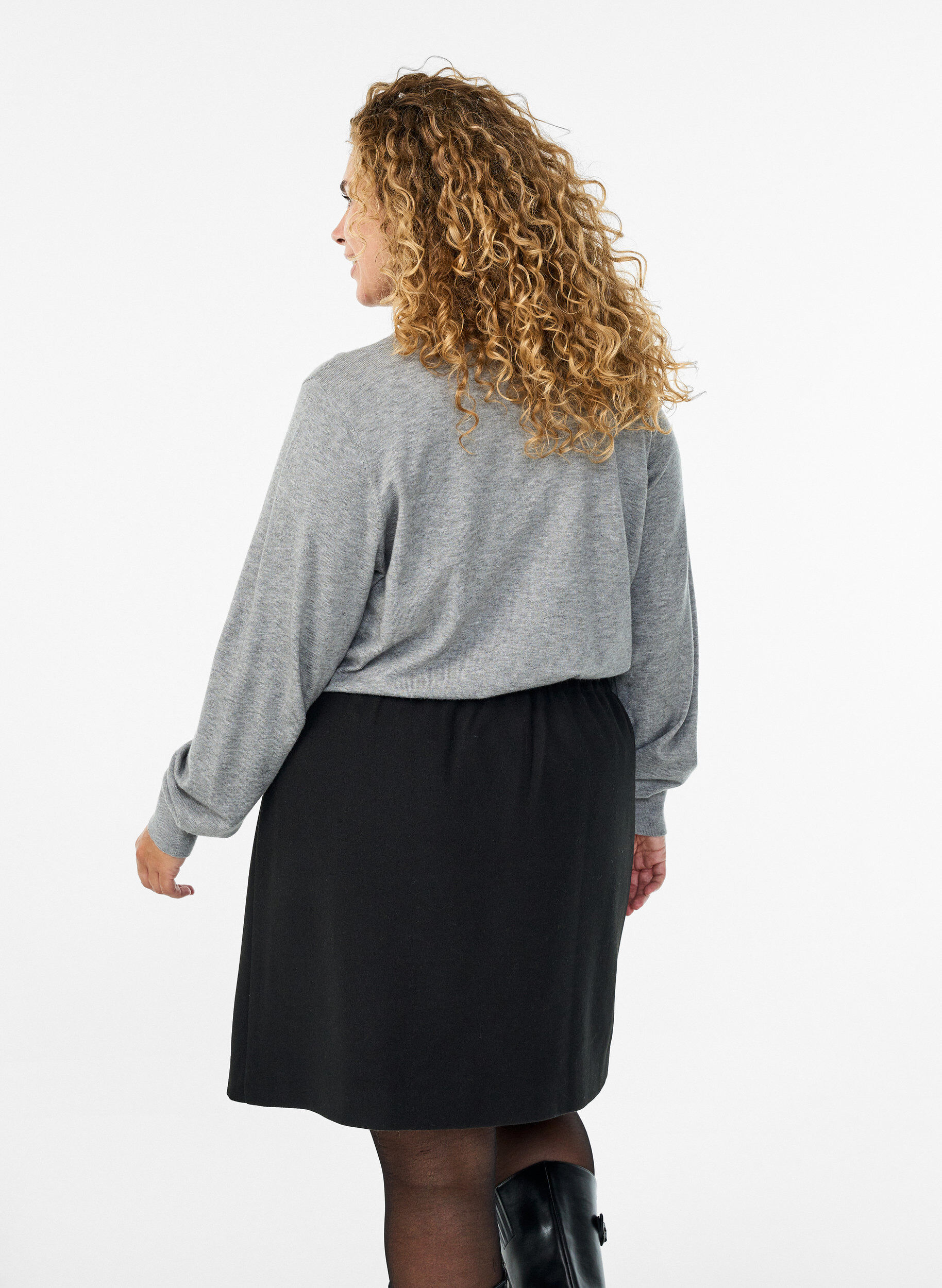 ZizziStrik blouse met kraag, Grijs, Model image number 2
