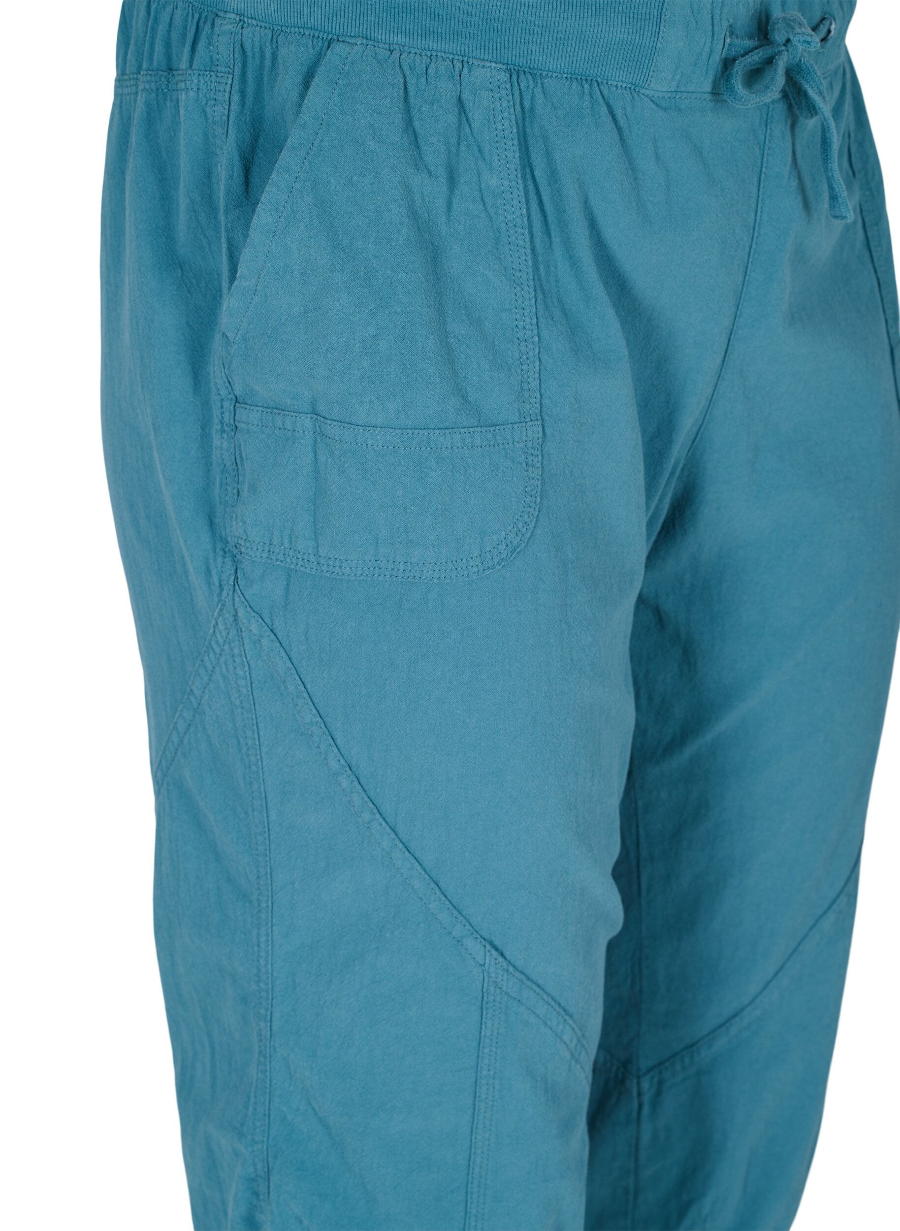 ZizziLosse cropped broek van katoen, Blauw, Packshot image number 2