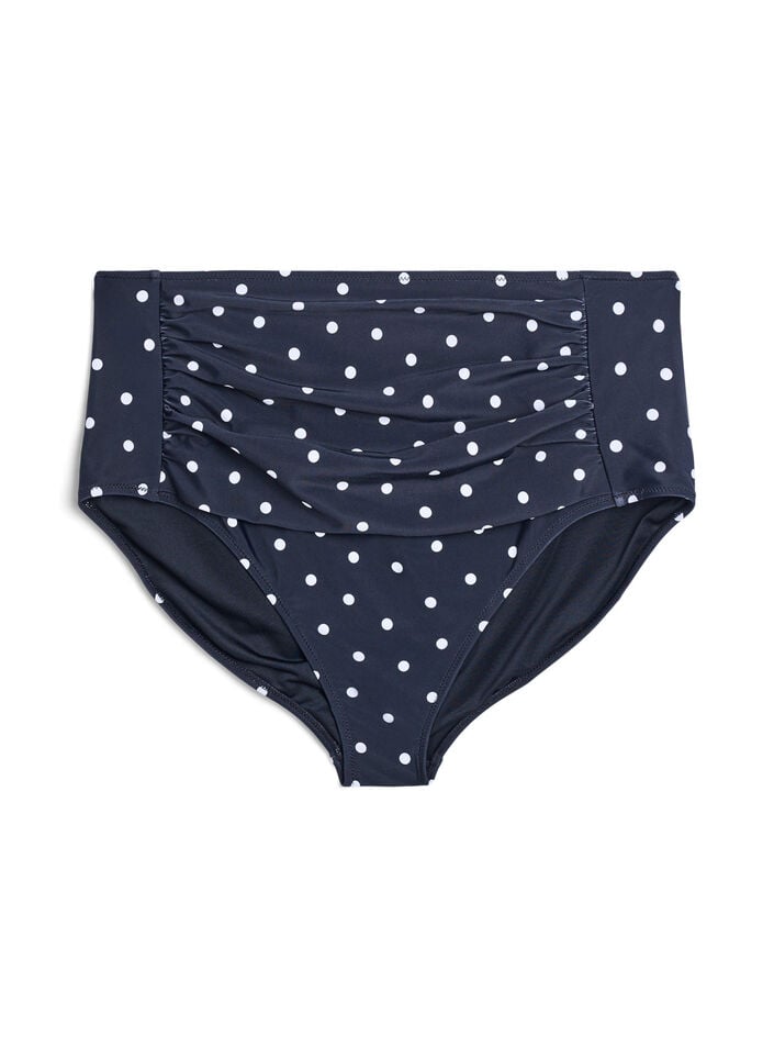 Hoge taille bikinibroekjes met patroon, Zwart, Packshot image number 0