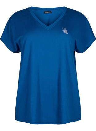 Los trainings-T-shirt met v-hals, Blue Opal, Packshot image number 0