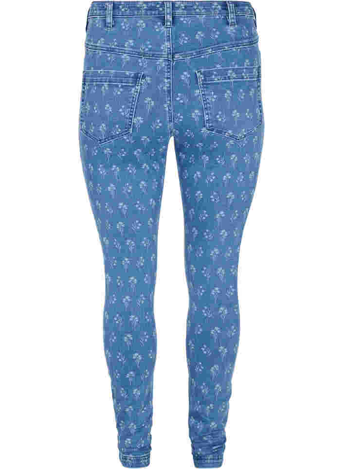 Super slim Amy jeans met bloemenprint, Blue denim, Packshot image number 1