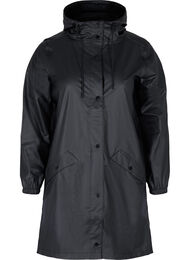 Veste de pluie avec capuche et fermeture boutonnée, Black, Packshot