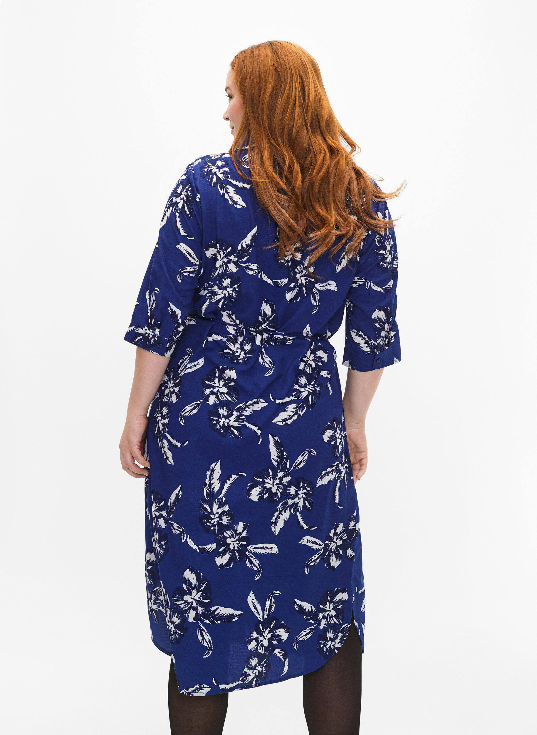 ZizziFLASH - Overhemdjurk met bloemenprint, Navy Blazer Flower, Model image number 1