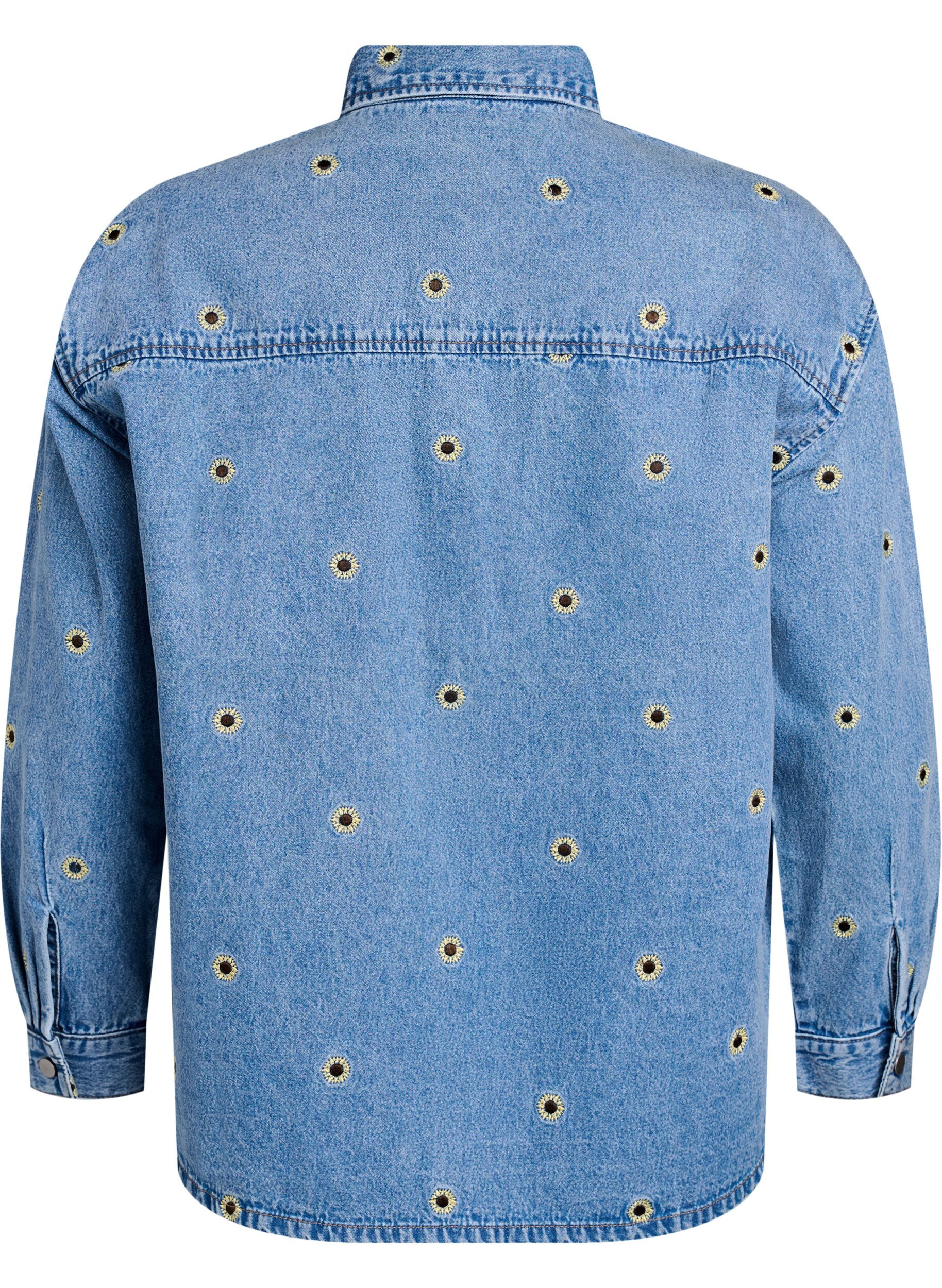 ZizziDenim shirt met geborduurde aardbeien, Blauw, Packshot image number 1