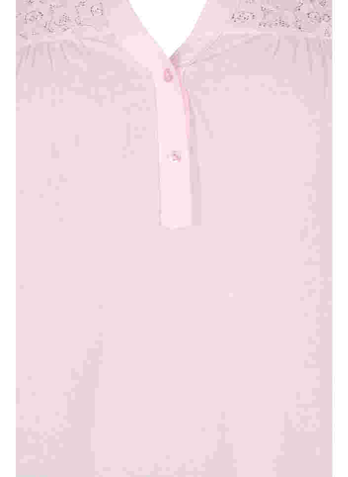 Chemisier en coton avec détails en dentelle, Pink-A-Boo, Packshot image number 2