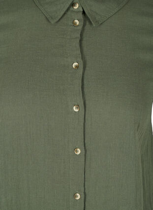 Chemise longue en coton à col classique, Thyme, Packshot image number 2
