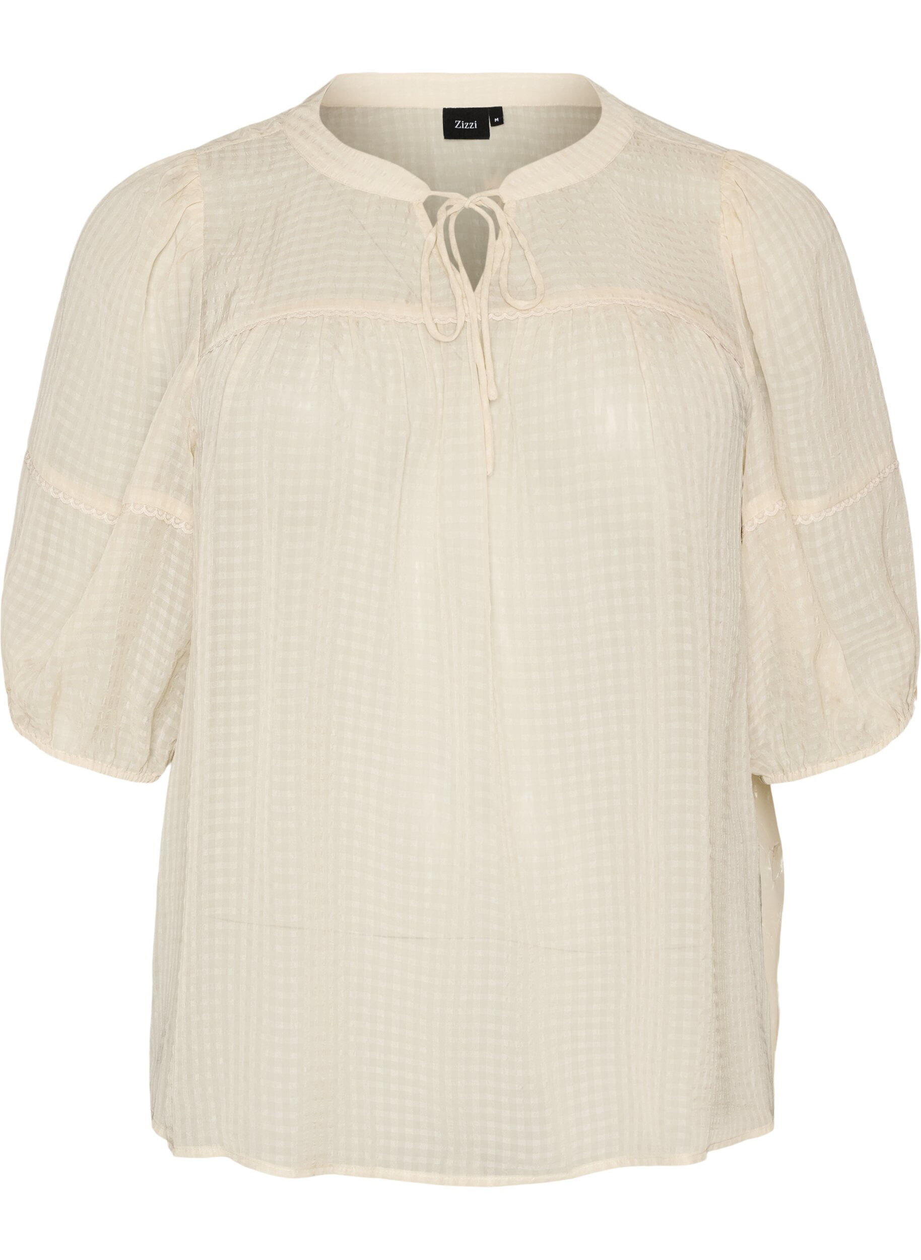 Blouse en seersucker avec lien &agrave; nouer