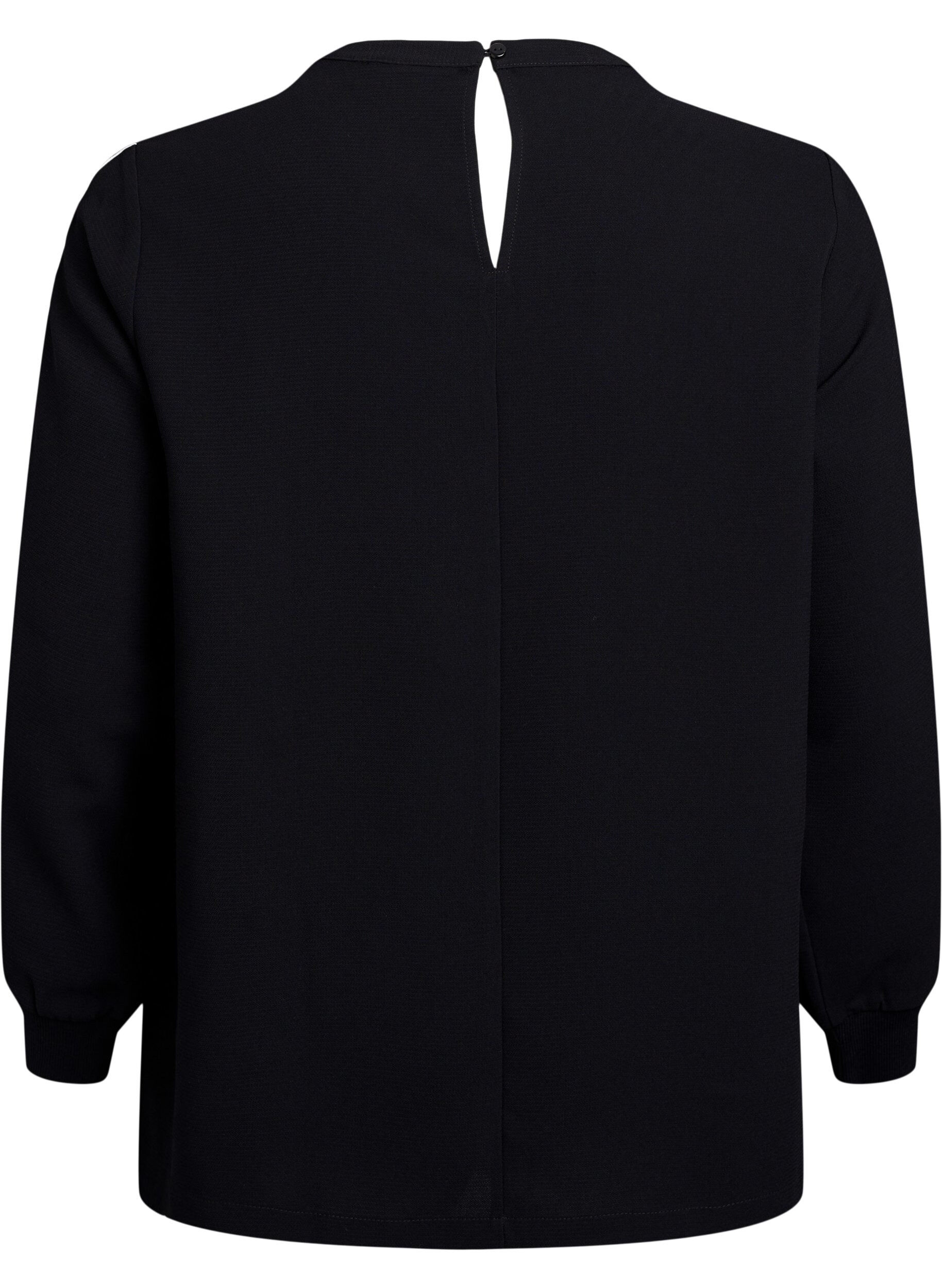 ZizziBlouse met streepdetaillering op de mouwen, Zwart, Packshot image number 1