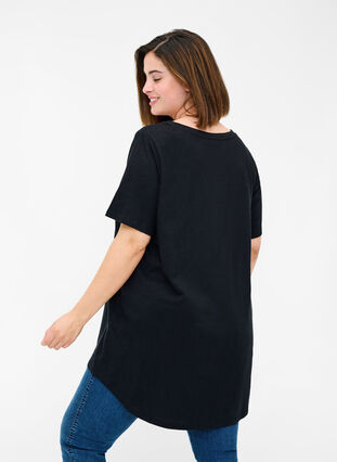 T-shirt à manches courtes en coton, Black, Model image number 1