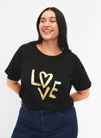 FLASH - T-shirt met motief, Black Heart, Model