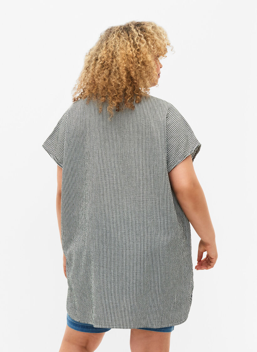 Chemise à manches courtes en coton à rayures, Scarab Stripe, Model image number 1