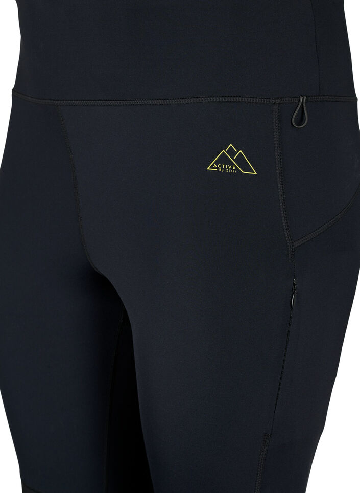 Rekbare en duurzame trainingleggings met zakken, Black, Packshot image number 2