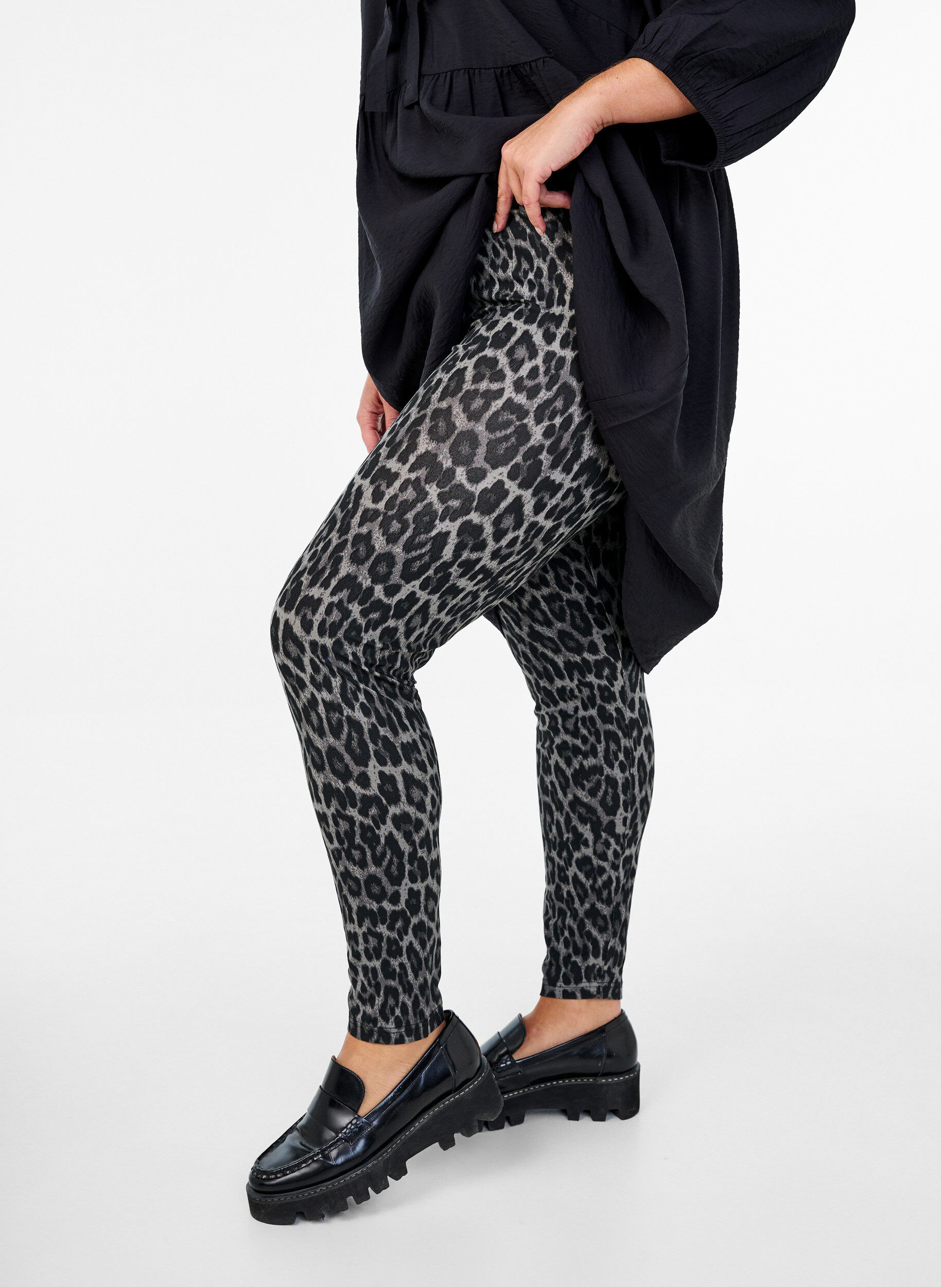 ZizziViscose leggings met zebraprint, Grijs, Model image number 0