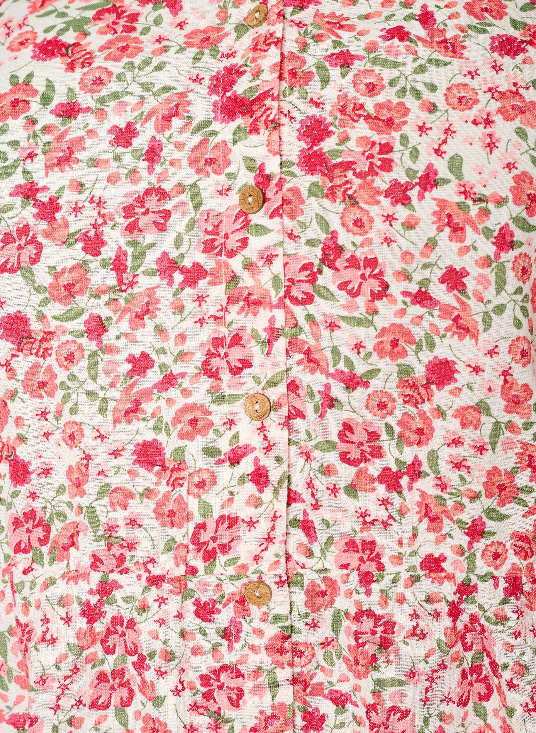ZizziRobe courte en coton &agrave; imprim&eacute; floral, Rouge, Packshot image number 2